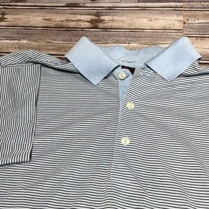 Callaway Performance Golf Polo Shirt Men's XL Blue Stripe Short Sleeve Button Up